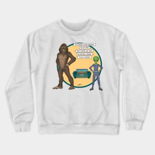 Bigfoot and Little Green Man Trading Barbs Crewneck Sweatshirt